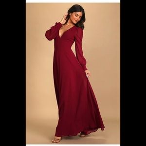 Lulus Talk About Devine Burgundy Longsleeve Dress